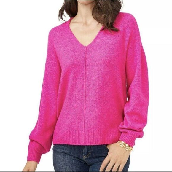 Vince Camuto C3461221 Women's Sz 2XL Paradox Pink Long Sleeve V-Neck Sweater $70 - Picture 8 of 10